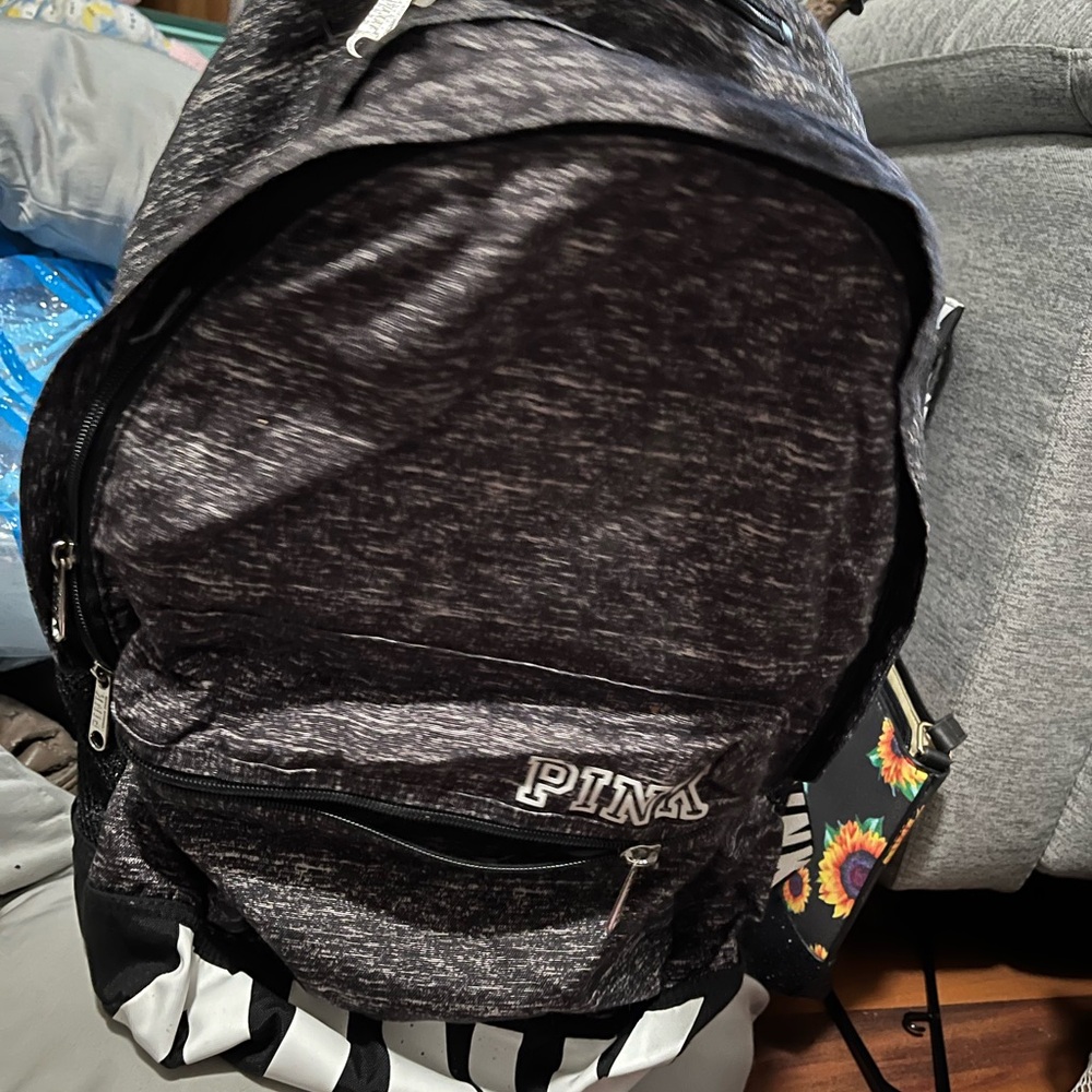 PINK Victoria's Secret Black and Gray Backpack